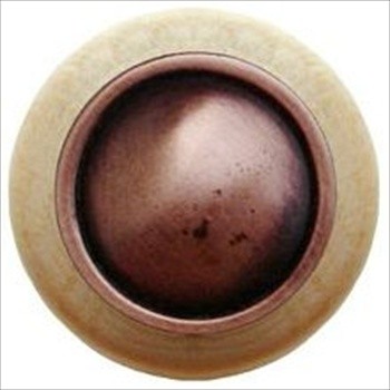 Notting Hill NHW-761N-AC Plain Dome Wood Knob in Antique Copper/Natural wood finish