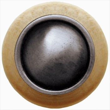 Notting Hill NHW-761N-AP Plain Dome Wood Knob in Antique Pewter/Natural wood finish