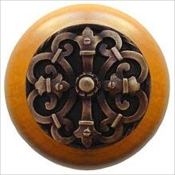 Notting Hill NHW-776M-AB Chateau Wood Knob in Antique Brass/Maple wood finish