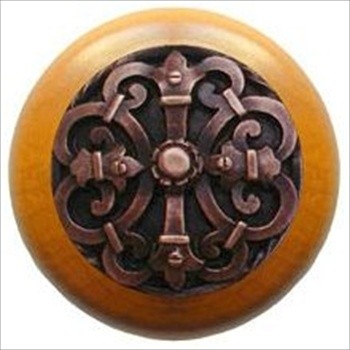 Notting Hill NHW-776M-AC Chateau Wood Knob in Antique Copper/Maple wood finish