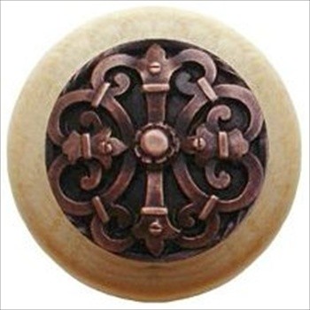 Notting Hill NHW-776N-AC Chateau Wood Knob in Antique Copper/Natural wood finish