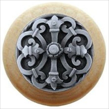 Notting Hill NHW-776N-AP Chateau Wood Knob in Antique Pewter/Natural wood finish