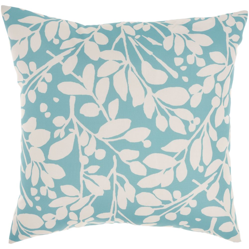 Nourison WP011 Waverly Pillows Leaf Storm Turquoise Throw Pillows