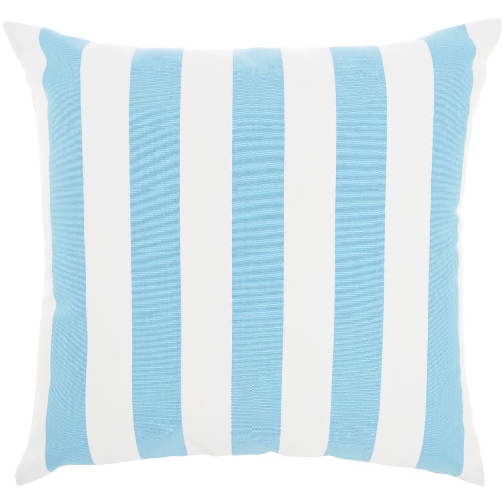Nourison L0388 Outdoor Pillows Stripes - Reversible Turquoise Throw Pillows