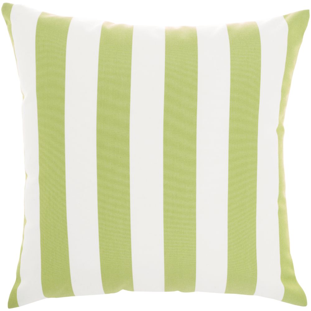 Nourison L0388 Outdoor Pillows Stripes - Reversible Green Throw Pillows