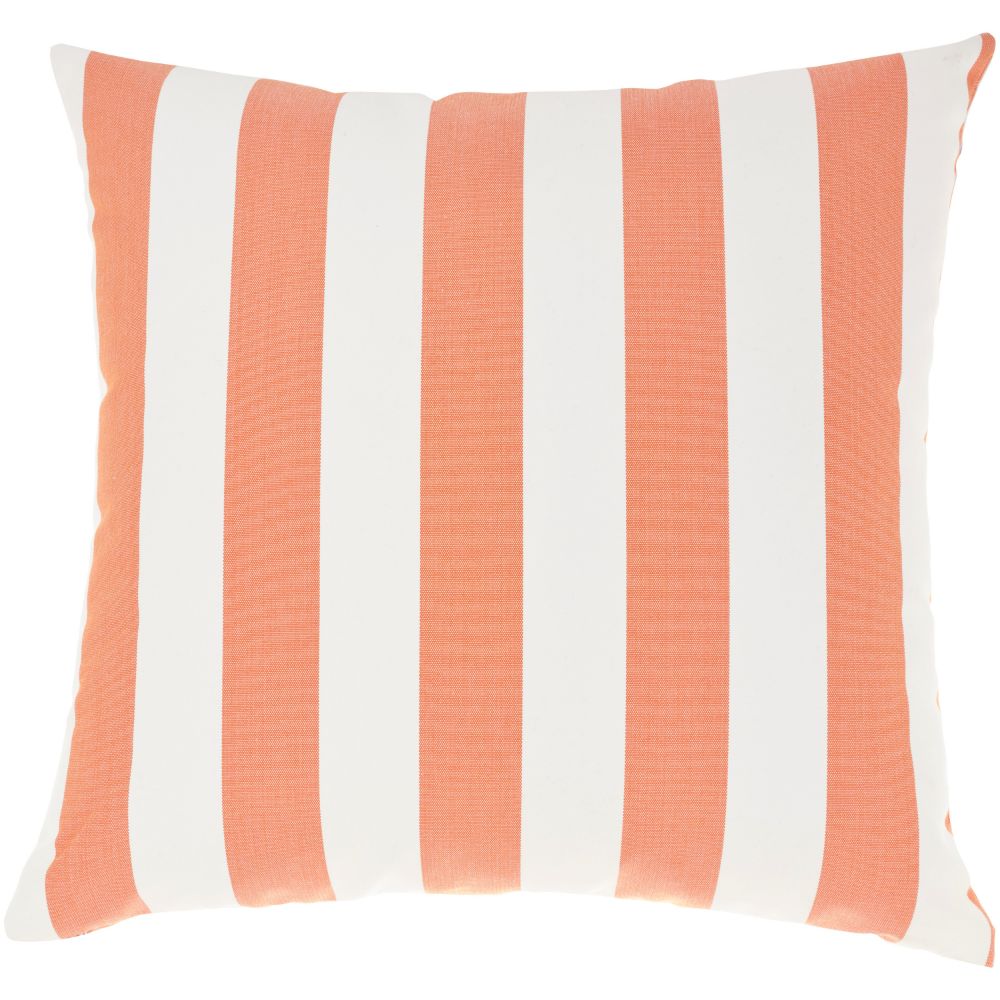 Nourison L0388 Outdoor Pillows Stripes - Reversible Coral Throw Pillows