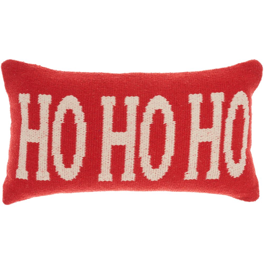 Nourison DC120 Holiday Pillows Woven Ho Ho Ho Red Throw Pillows