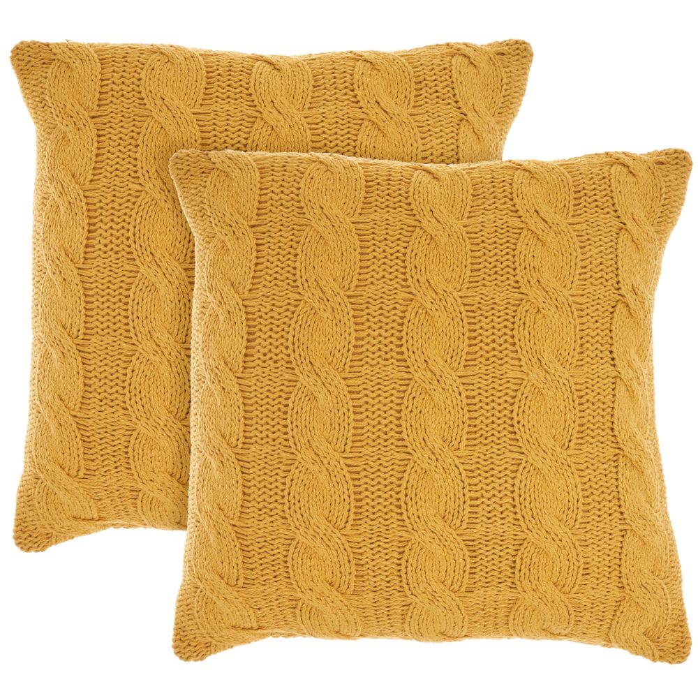 Nourison RC586 Life Styles Cotton Knitted 2Pack Yellow Throw Pillows