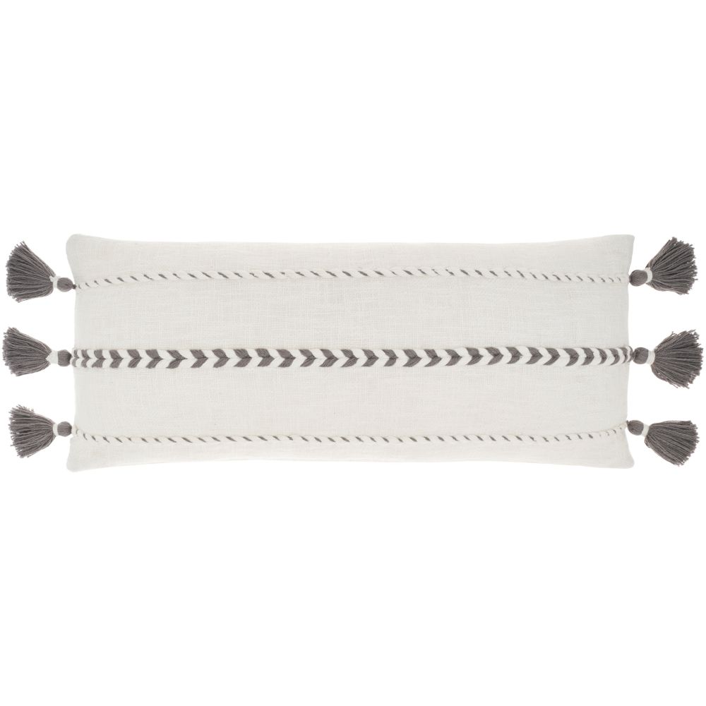 Nourison SH037 Life Styles Braided Stripes Tass Grey Throw Pillows