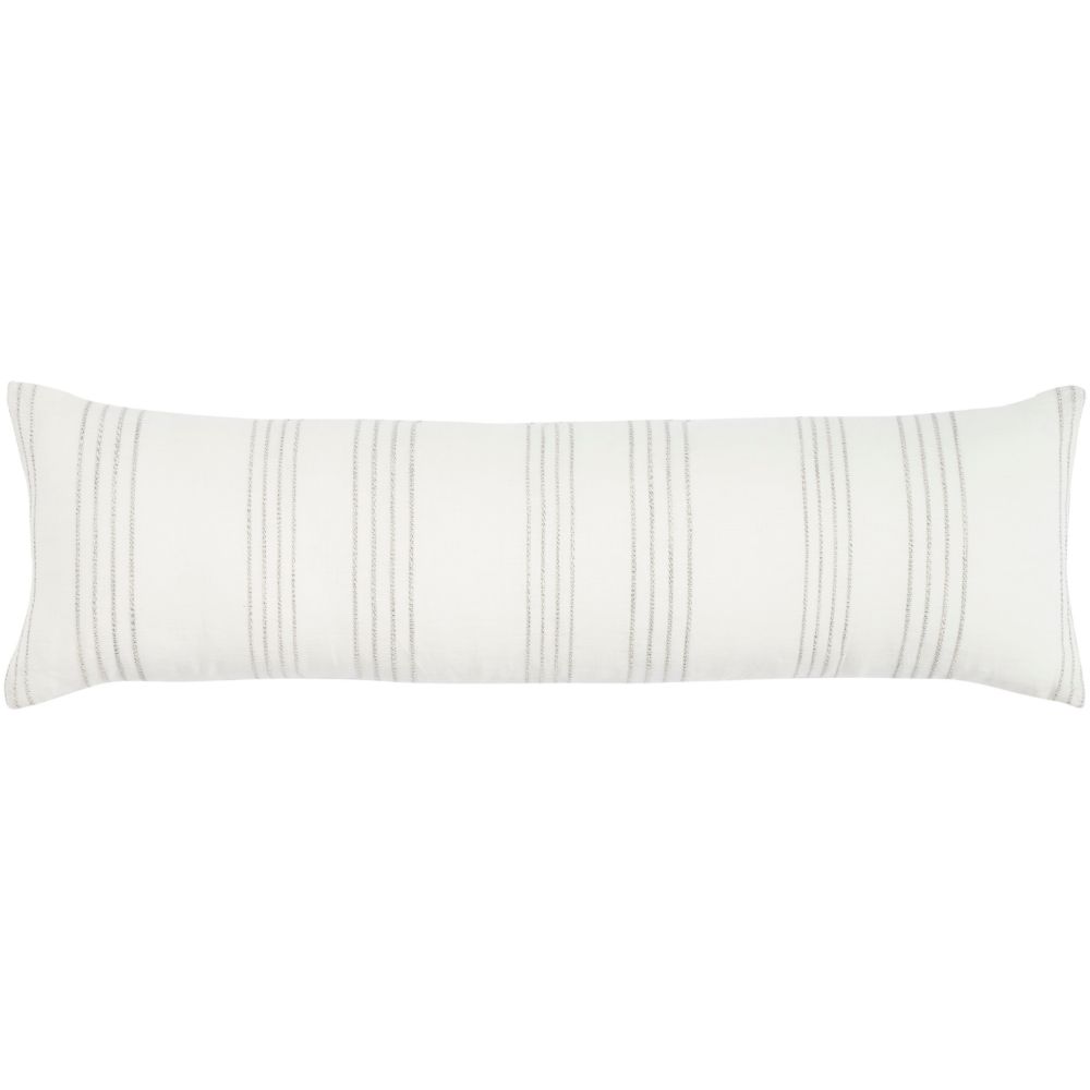 Nourison VJ215 Life Styles Cotton Linen Stripes White / Grey Throw Pillows