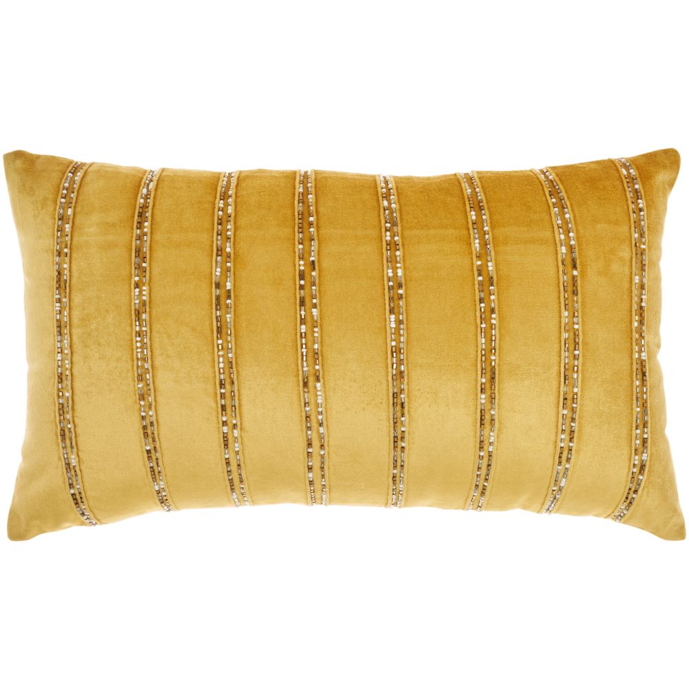 Nourison AZ217 Sofia Beaded Stripes Gold Throw Pillows