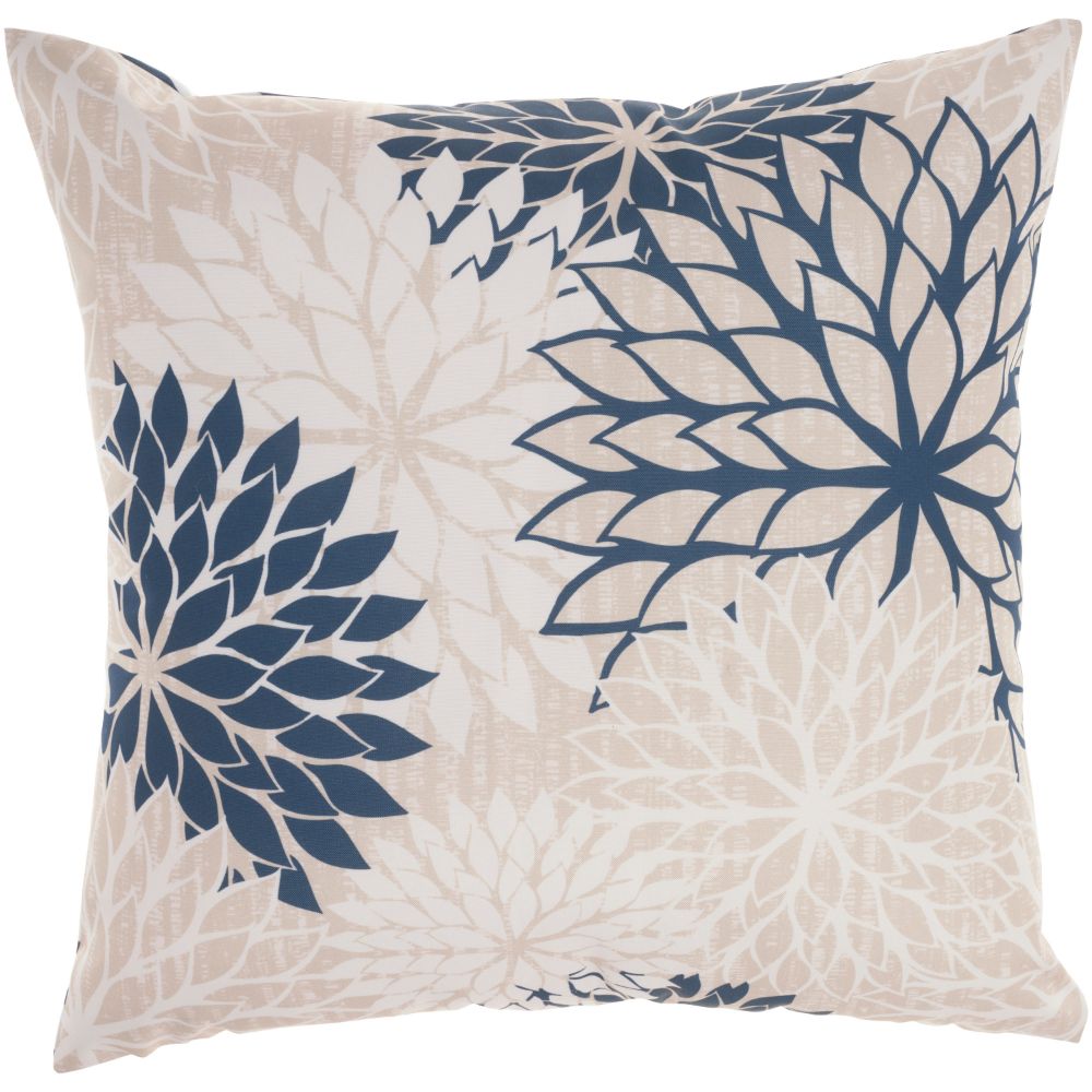 Nourison ALH05 Aloha Indoor / Outdoor Ivory / Navy Throw Pillows