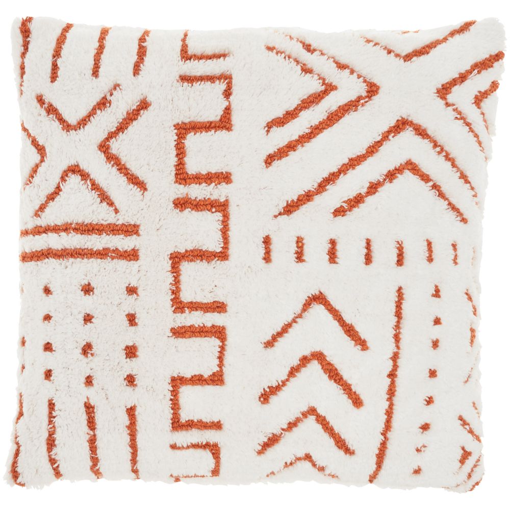 Nourison AA016 Life Styles Woven Boho Pattern Orange Throw Pillows