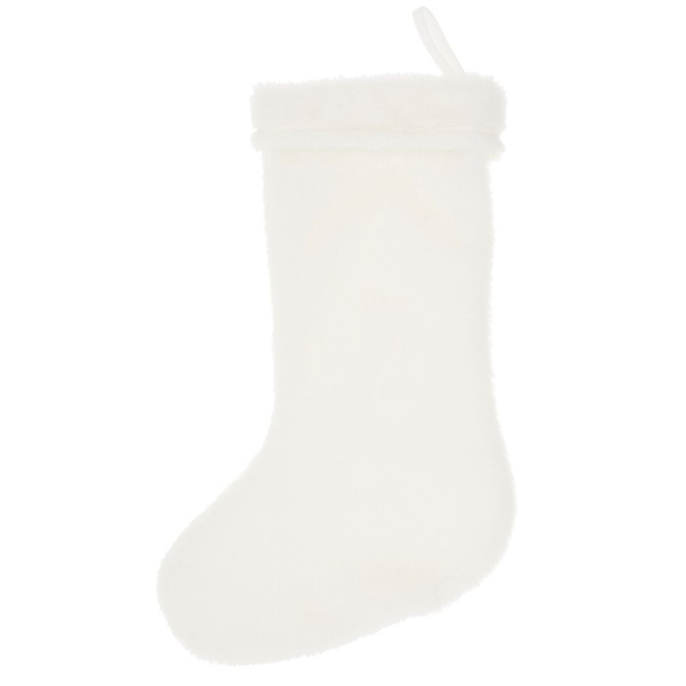 Nourison 0798019073374 Home For The Holiday Rabbit Fur Stocking White Stocking