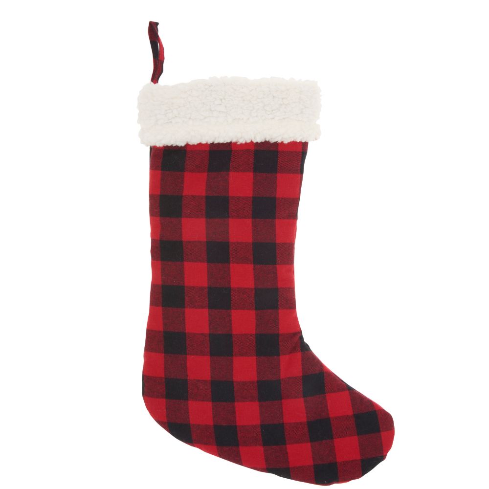 Nourison 0798019073404 Home For The Holiday Checkered Plaid Red Stocking
