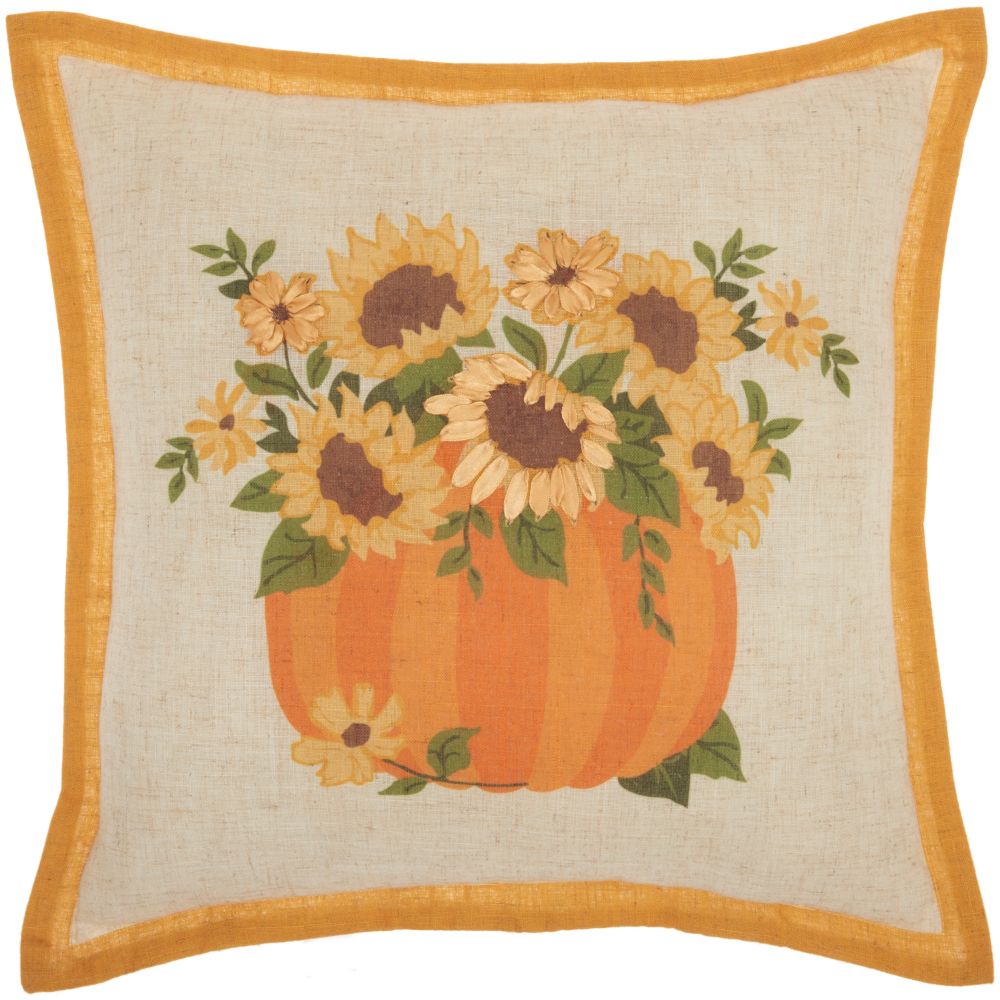 Nourison 0798019077716 Holiday Pillows Sunflowers Pumpkin Natural Throw Pillows