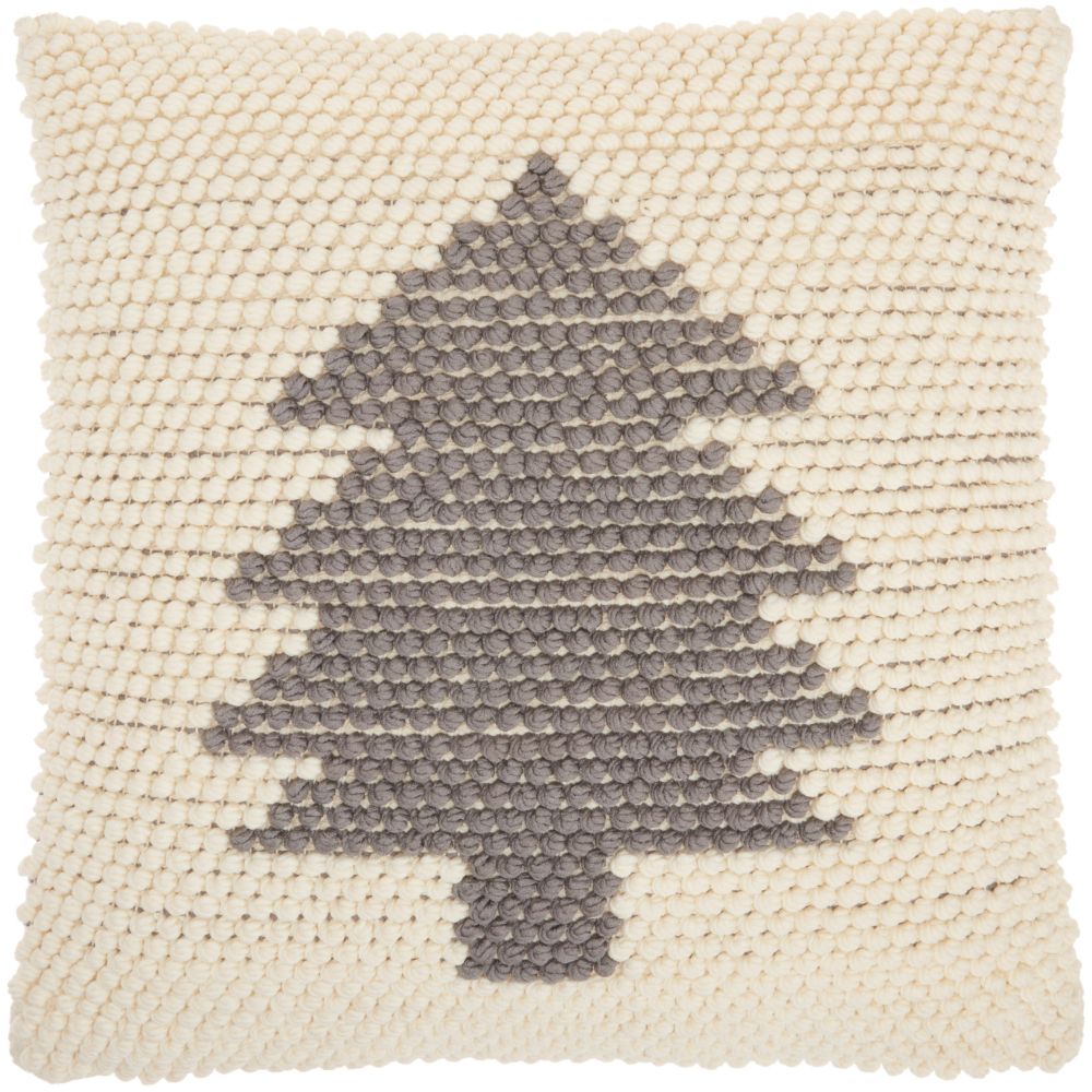 Nourison DC569 Holiday Pillows Xmas Tree Loops Ivory / Grey Throw Pillows