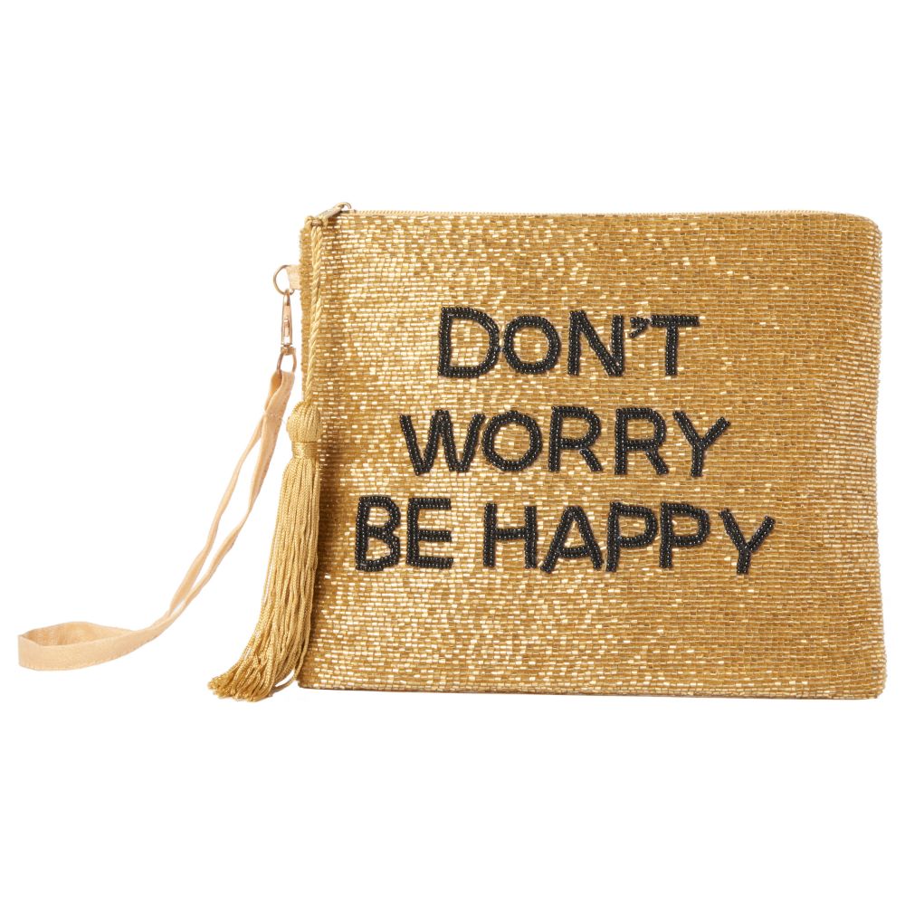 Nourison 0798019079536 Handbags & Crossbody Dont Worry Be Happy Gold Handbags
