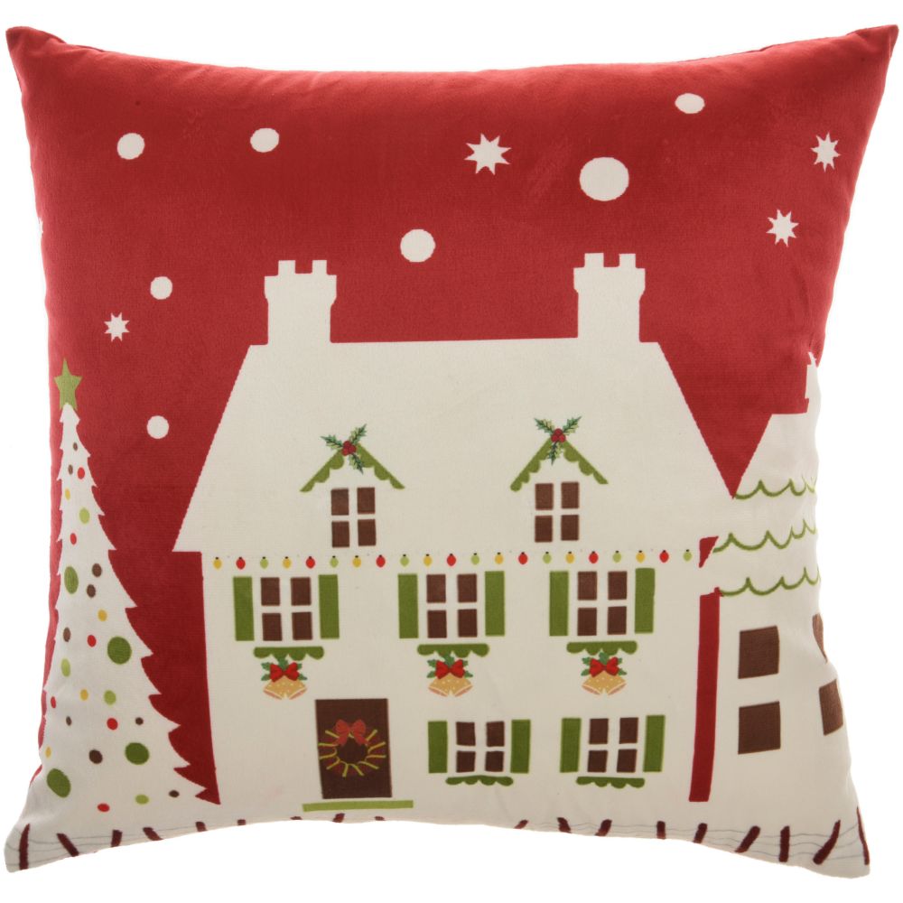 Nourison L0317 Holiday Pillows Light Up House Multicolor Throw Pillows