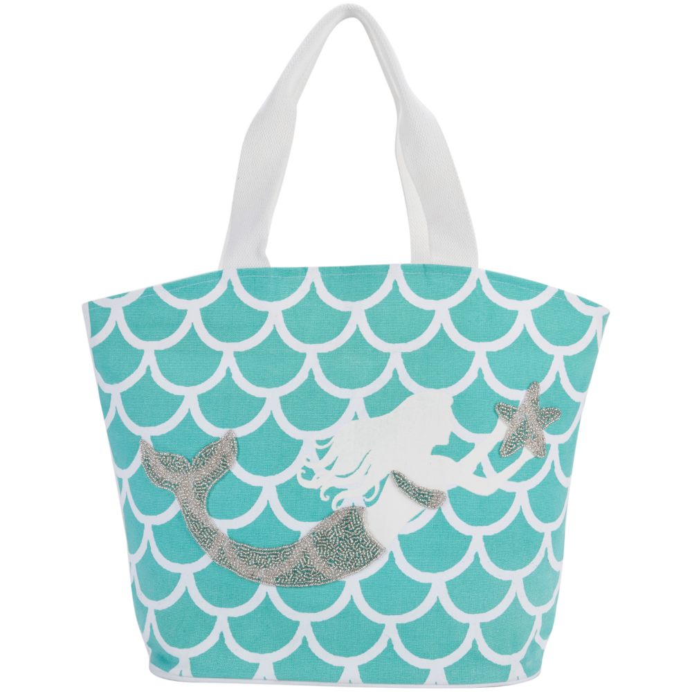 Nourison 0798019082765 Handbags & Crossbody Mermaid Beach Tote Bag Ocean Handbags