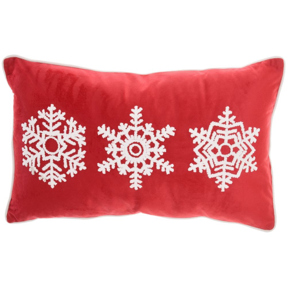 Nourison L1905 Holiday Pillows 3 Snowflakes Red Throw Pillows