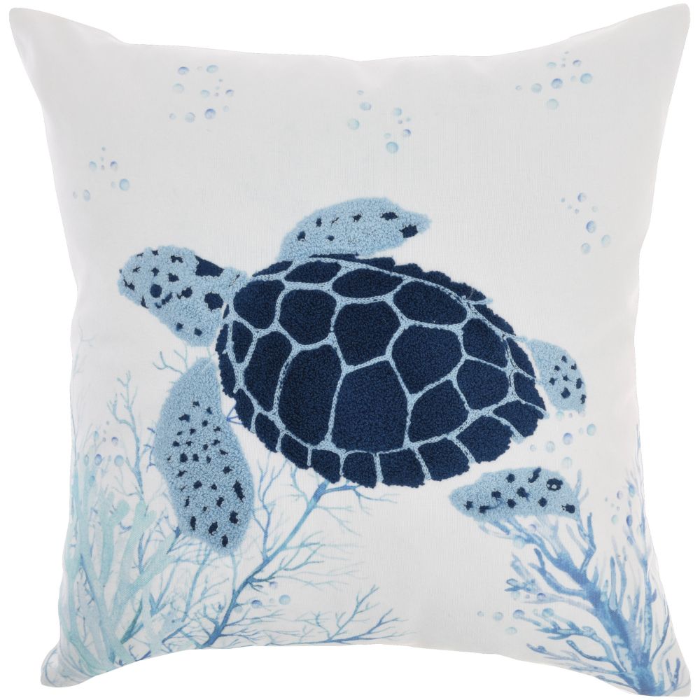 Nourison L0940 Life Styles Towel Emb Seaturtle Navy Throw Pillows