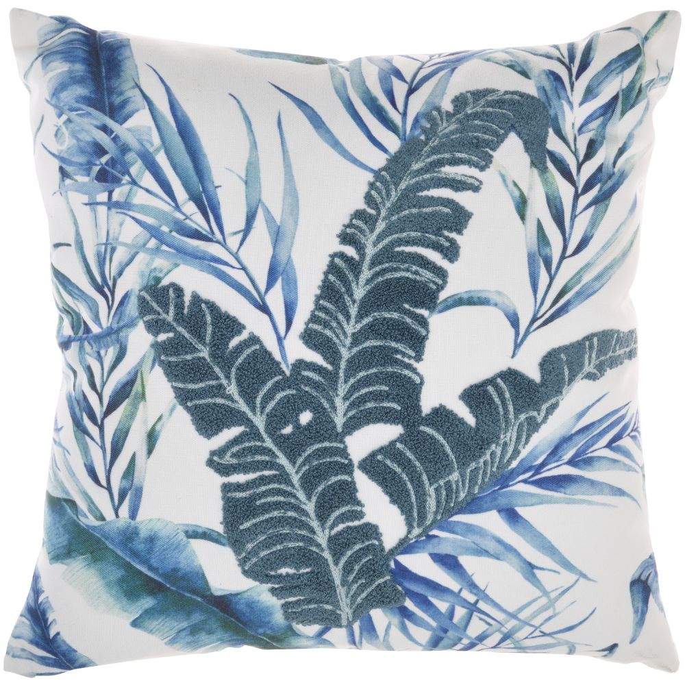 Nourison L0946 Life Styles Towel Emb Palm Leave Blue Throw Pillows