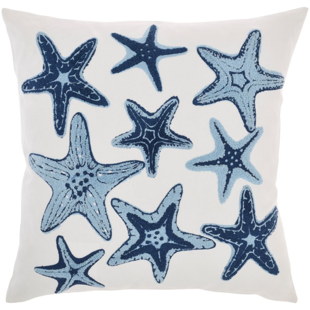 Nourison L0942 Life Styles Towel Emb Starfish Blue Throw Pillows