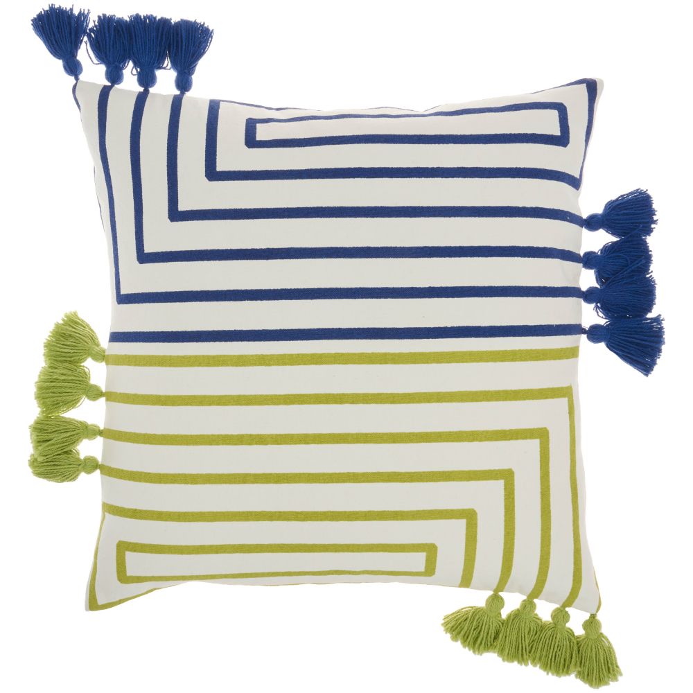Nourison CN029 Life Styles Geometric Lines Lime Blue Throw Pillows