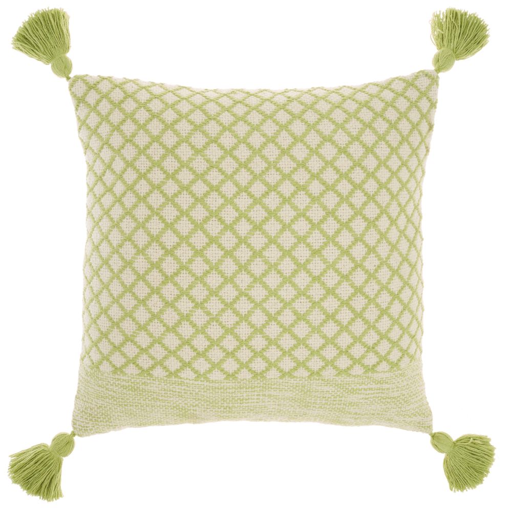 Nourison CN623 Life Styles Latice With Tassels Lime Throw Pillows