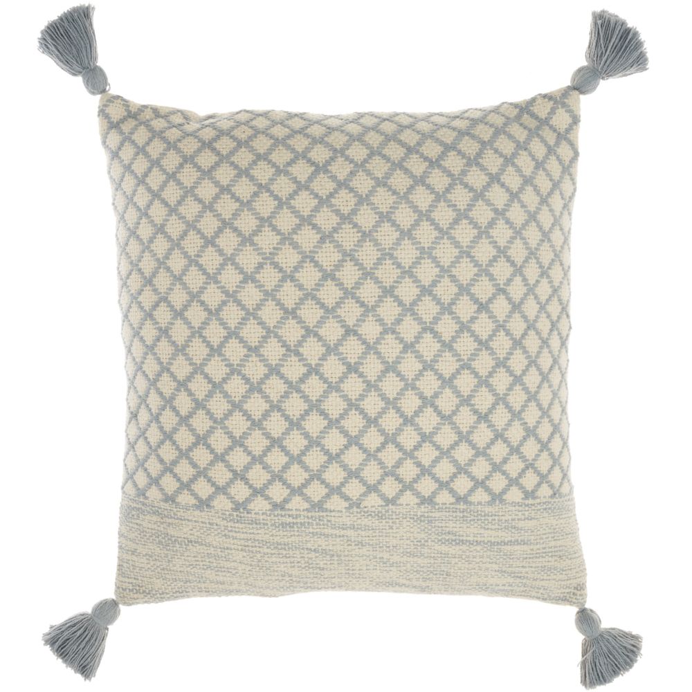 Nourison CN623 Life Styles Latice With Tassels Lt Grey Throw Pillows