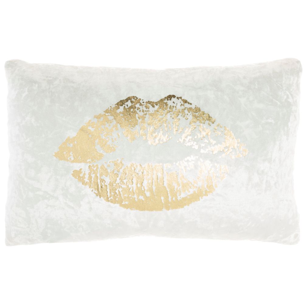 Nourison L5298 Luminescence Metallic Lips Gold Throw Pillows