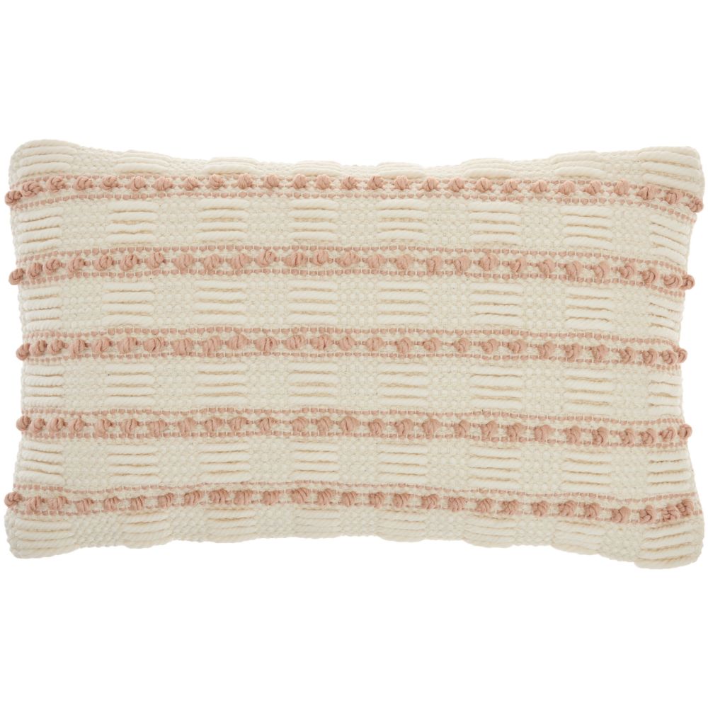 Nourison GC384 Life Styles Woven Lines And Dots Blush Throw Pillows