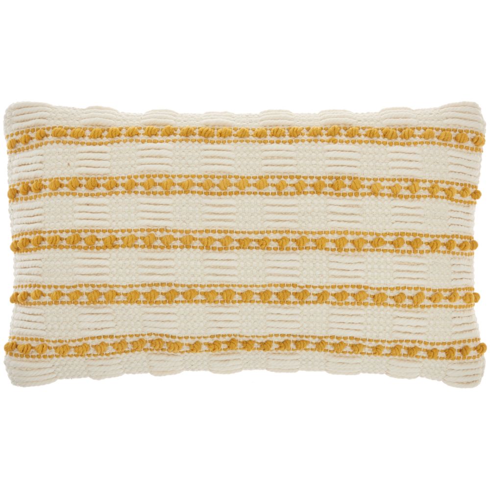 Nourison GC384 Life Styles Woven Lines And Dots Yellow Throw Pillows