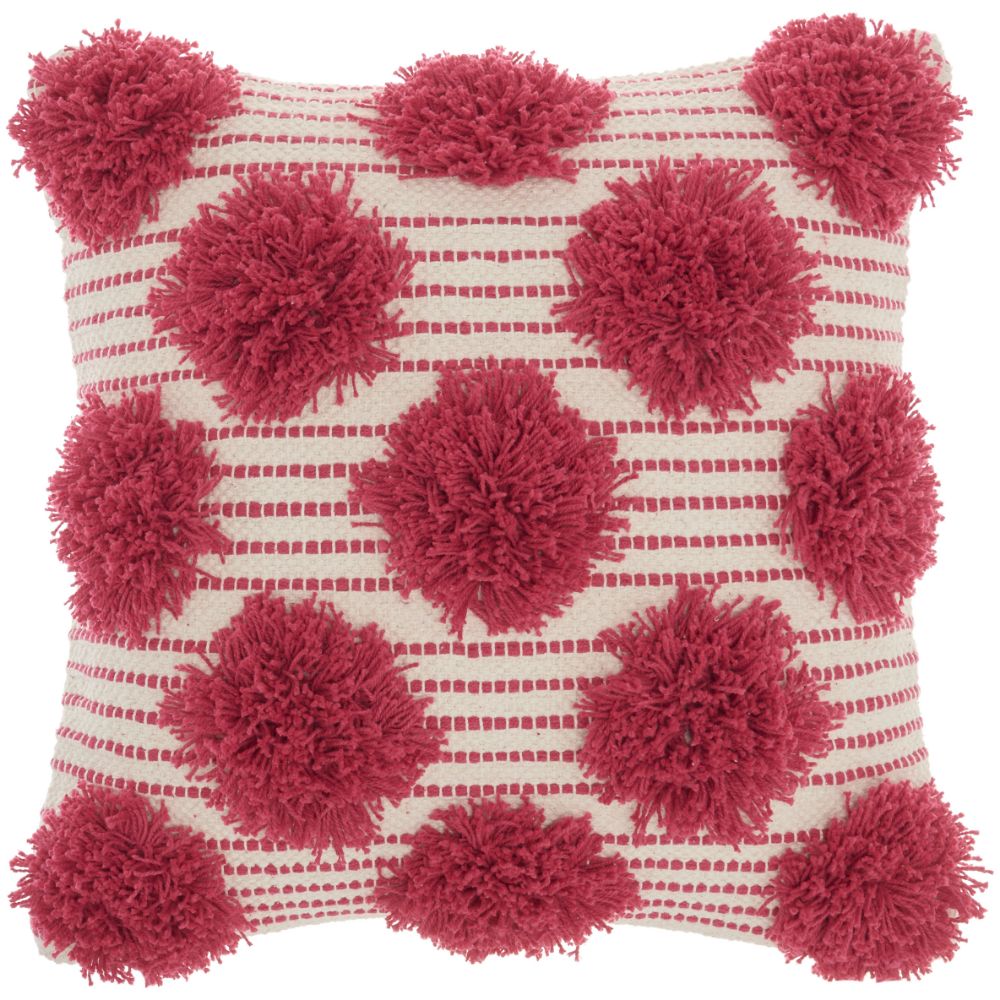 Nourison GC575 Life Styles Tufted Pom Poms Hot Pink Throw Pillows