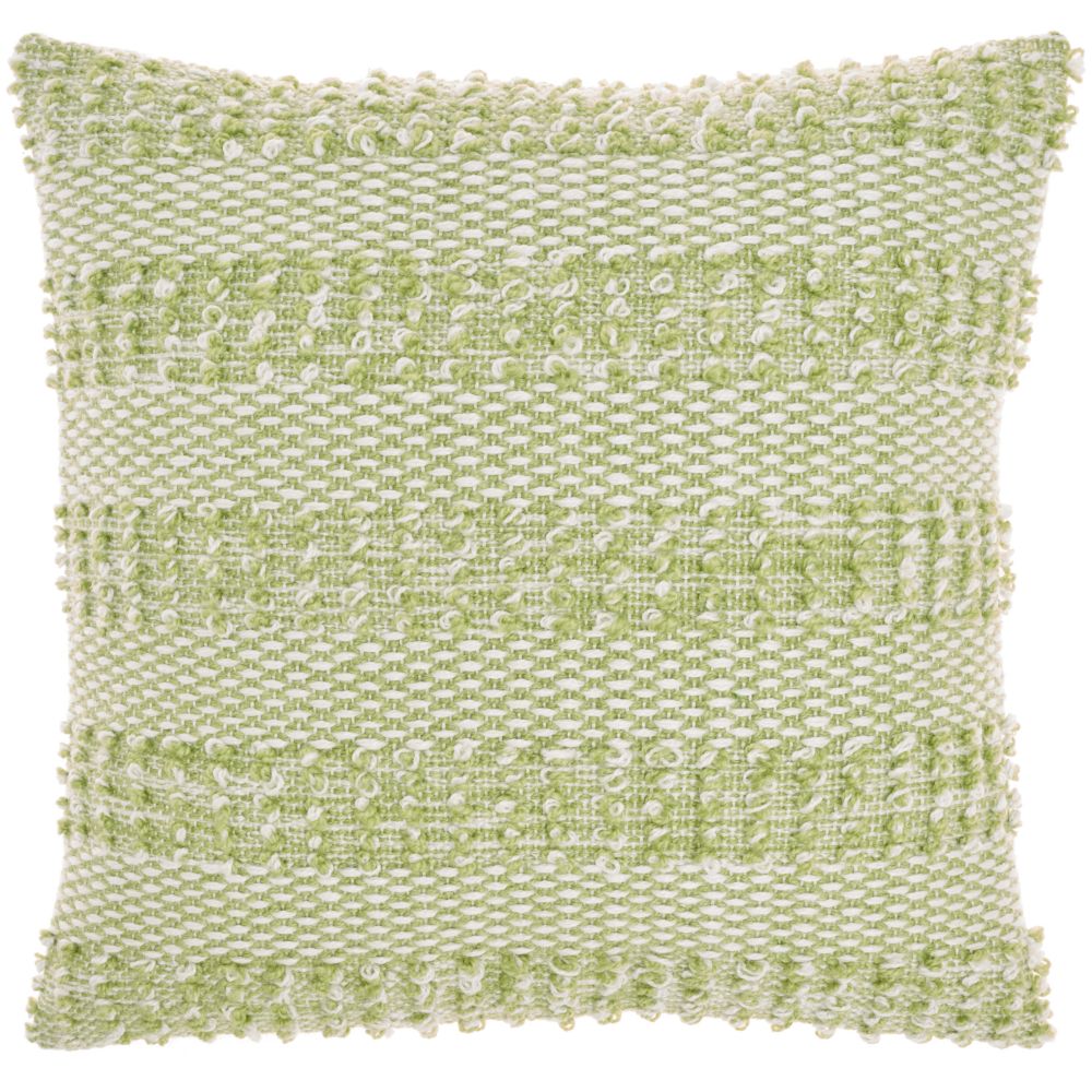 Nourison VJ108 Outdoor Pillows Wvn Stripes & Dots Green Throw Pillows