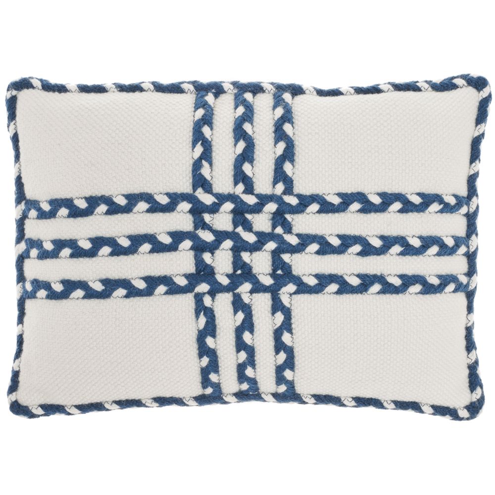 Nourison VJ111 Outdoor Pillows Criss Cross Braids Navy Throw Pillows