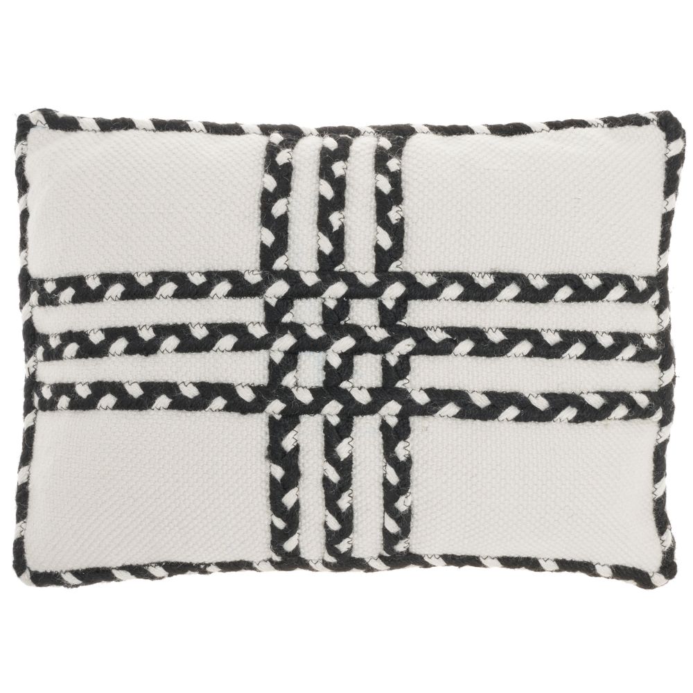Nourison VJ111 Outdoor Pillows Criss Cross Braids Black Throw Pillows