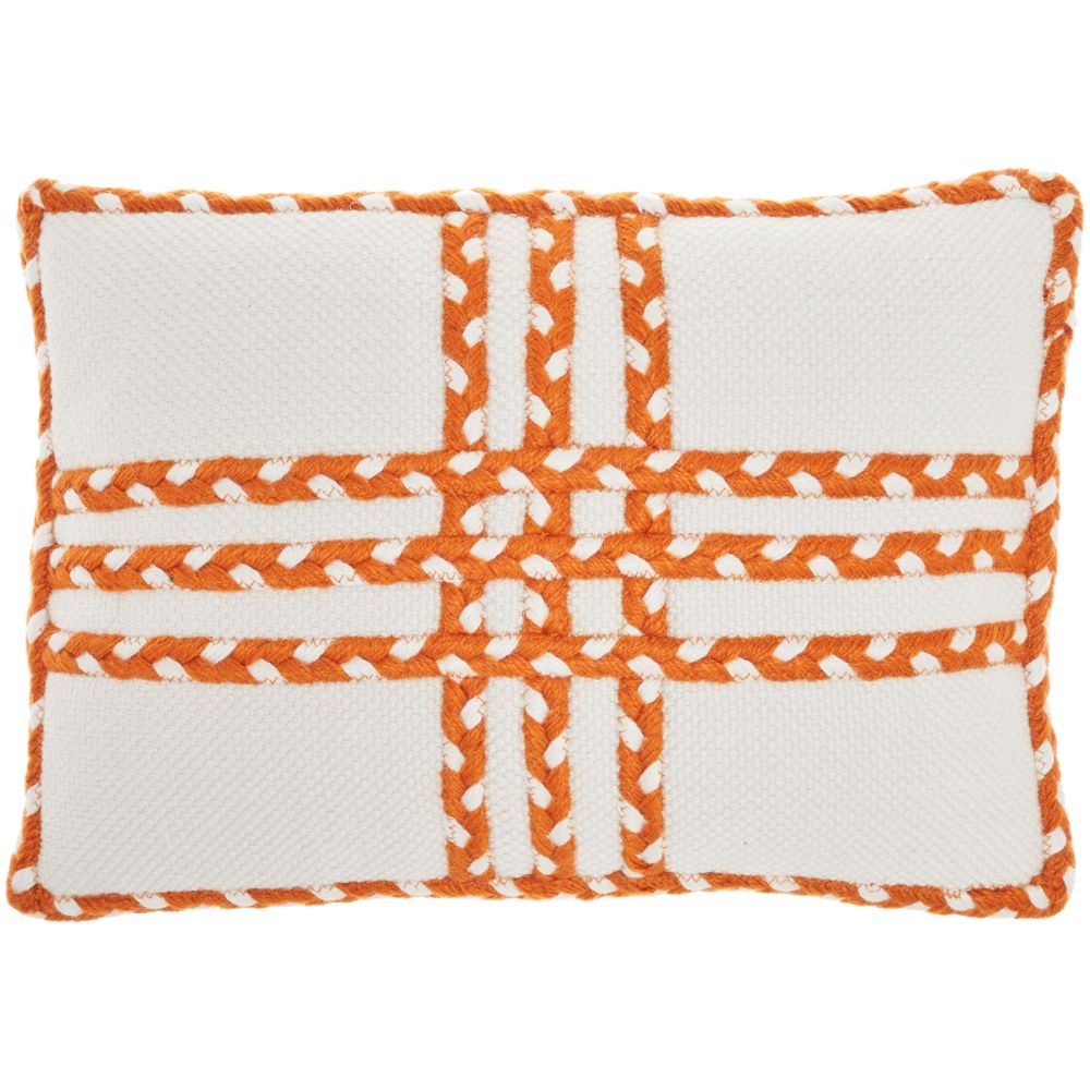 Nourison VJ111 Outdoor Pillows Criss Cross Braids Orange Throw Pillows