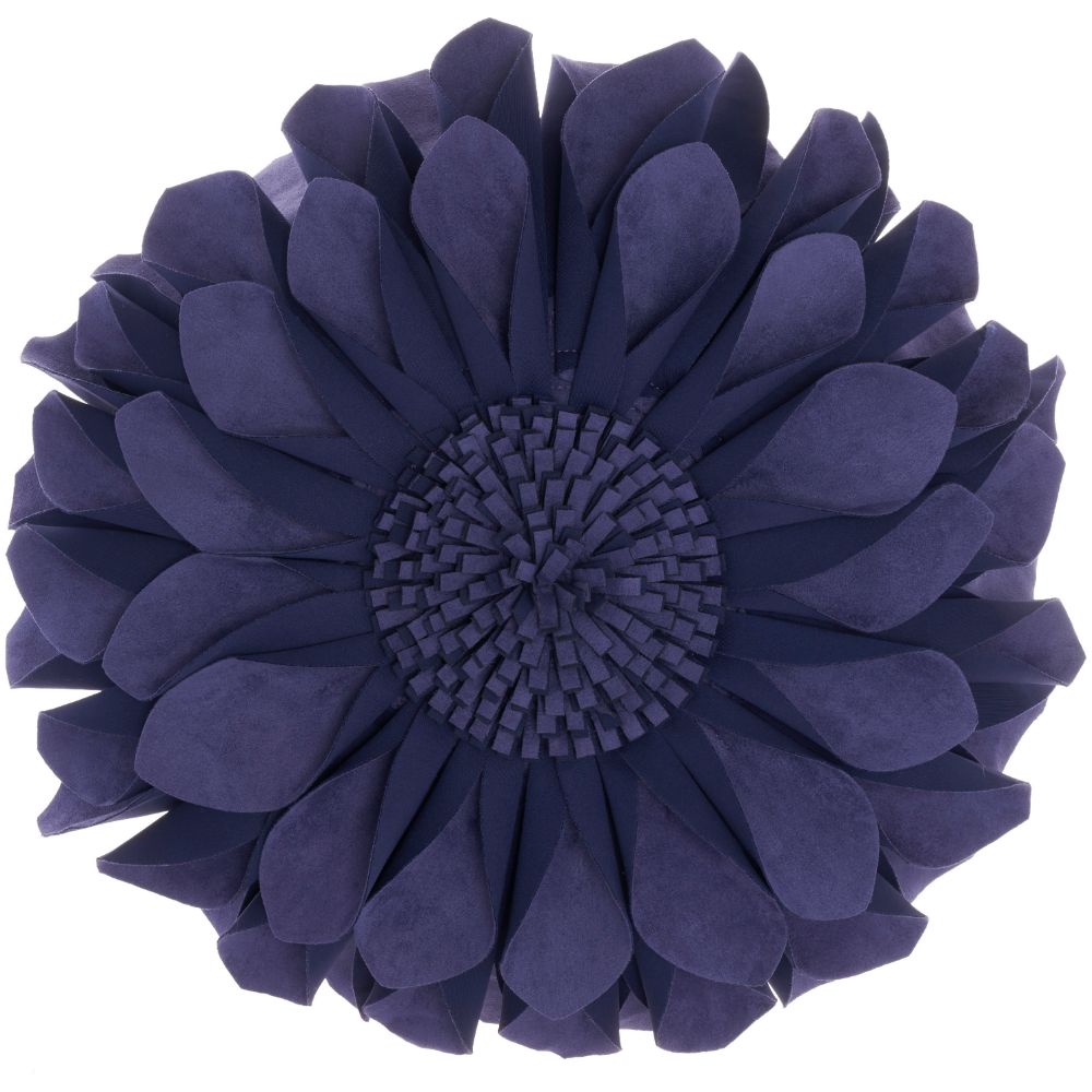 Nourison L0374 Sofia Suedette Flower Blue Ink Throw Pillows