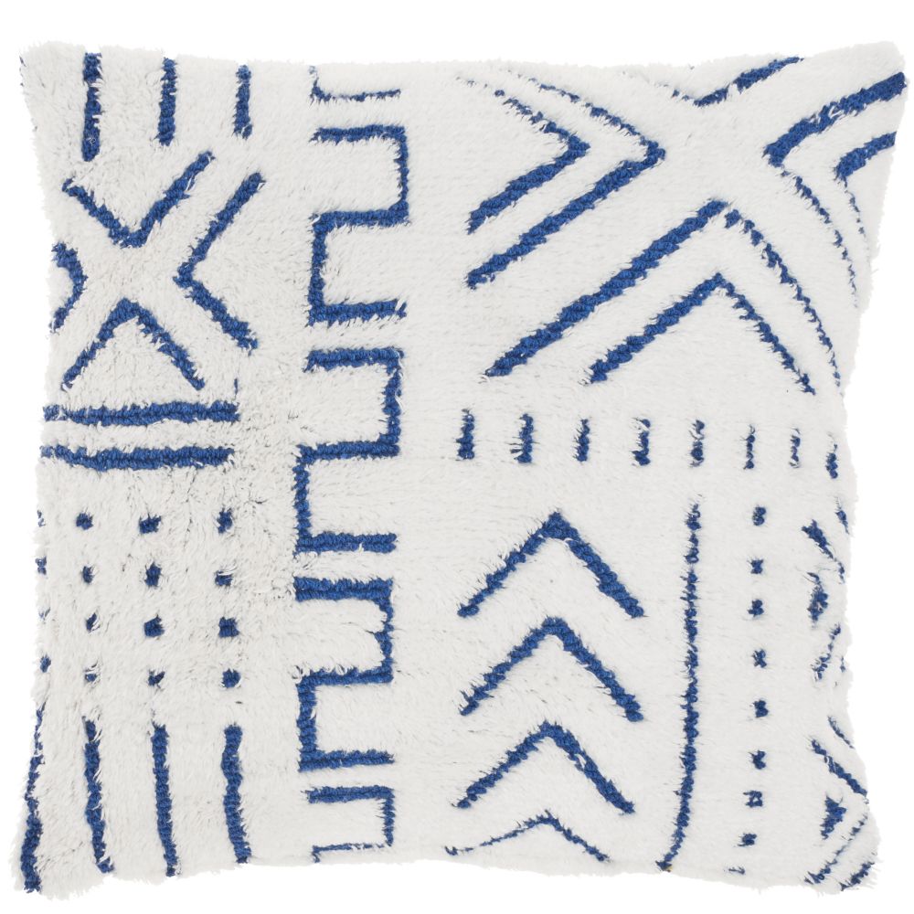 Nourison AA016 Life Styles Woven Boho Pattern Blue Ink Throw Pillows