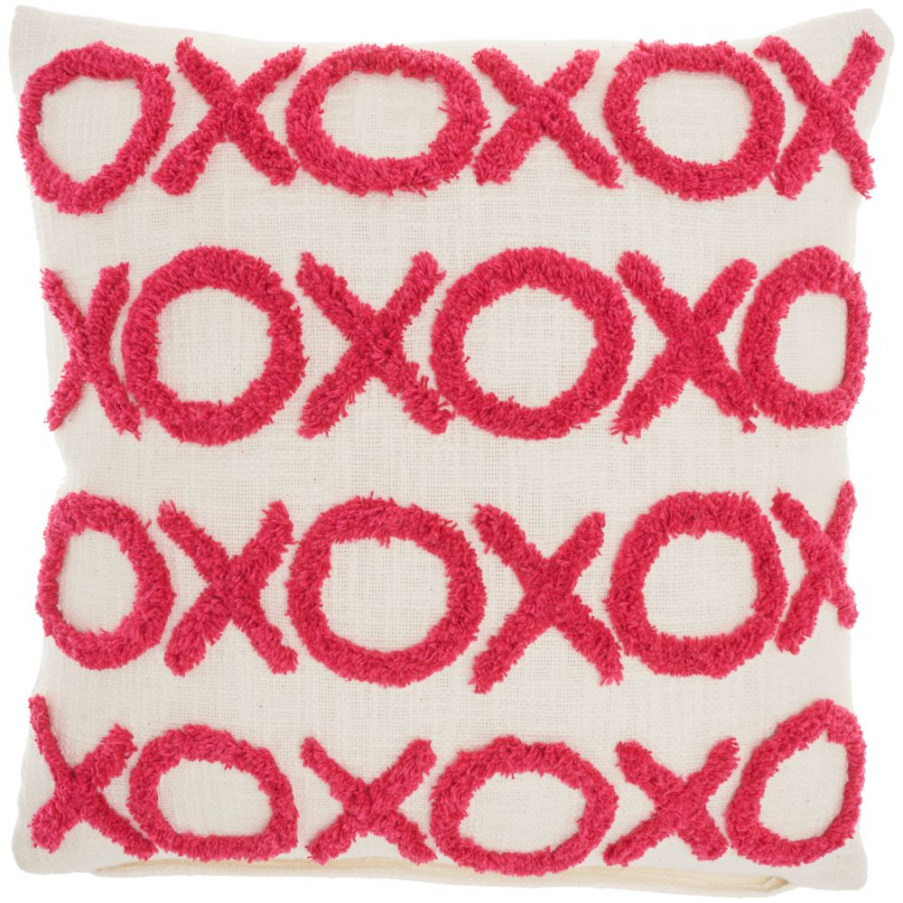 Nourison GC577 Life Styles Tufted XOXO Hot Pink Throw Pillows
