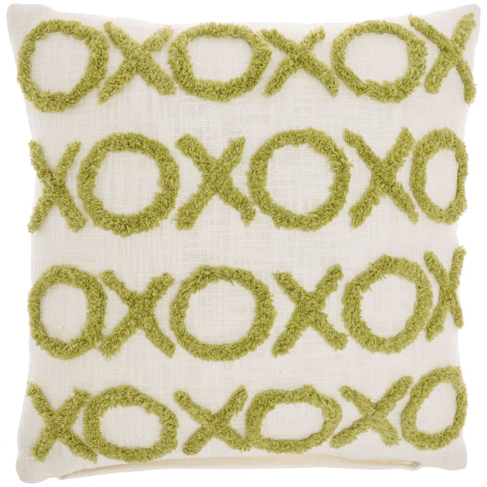 Nourison GC577 Life Styles Tufted XOXO Lime Throw Pillows