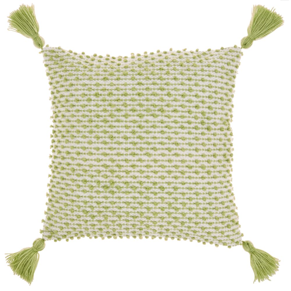 Nourison VJ025 Outdoor Pillows Loops Stripes W / Tass Green Throw Pillows