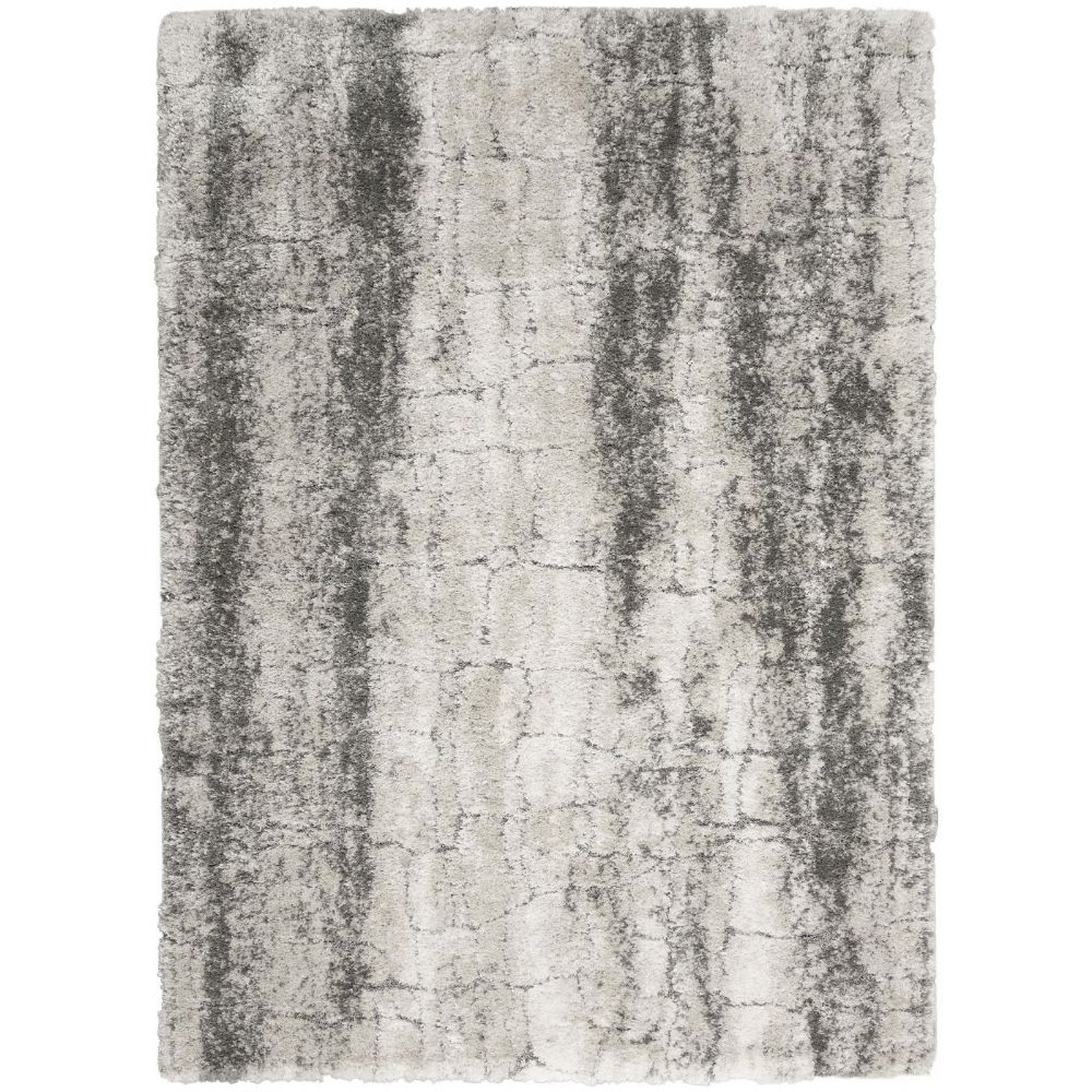 Nourison LXR01 Luxurious Shag Area Rug - 4 ft. X 6 ft. in Ivory/Charcoal