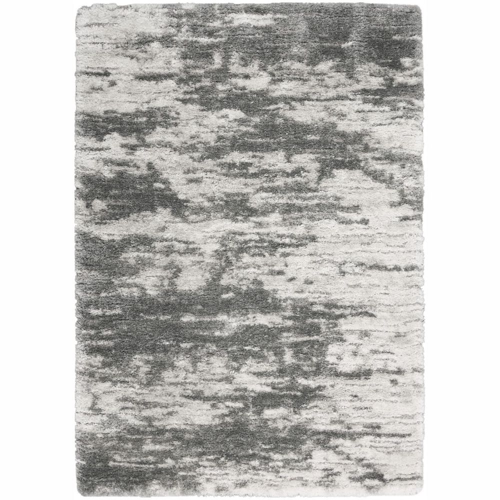 Nourison LXR02 Luxurious Shag Area Rug - 4 ft. X 6 ft. in Charcoal/Ivory
