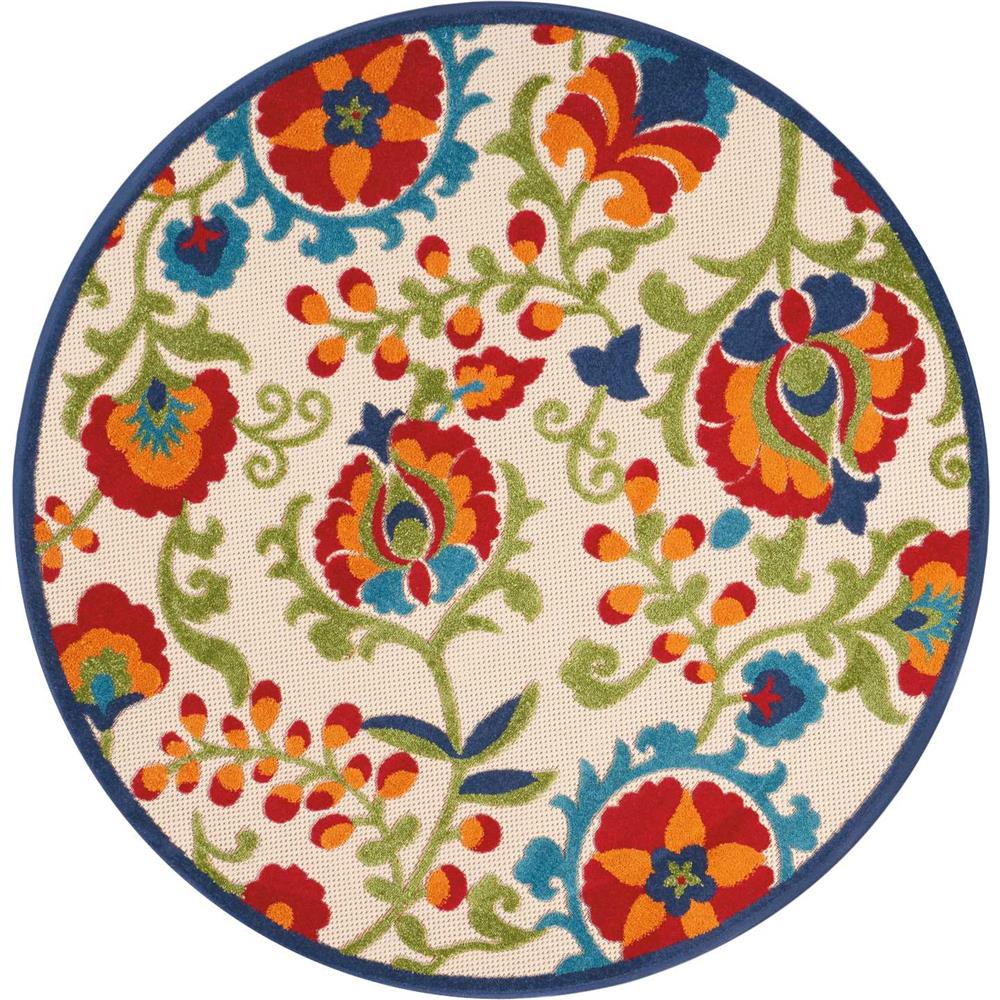 Nourison ALH17 Aloha 5 Ft.3 In. x ROUND Indoor/Outdoor Round Rug in  Multicolor