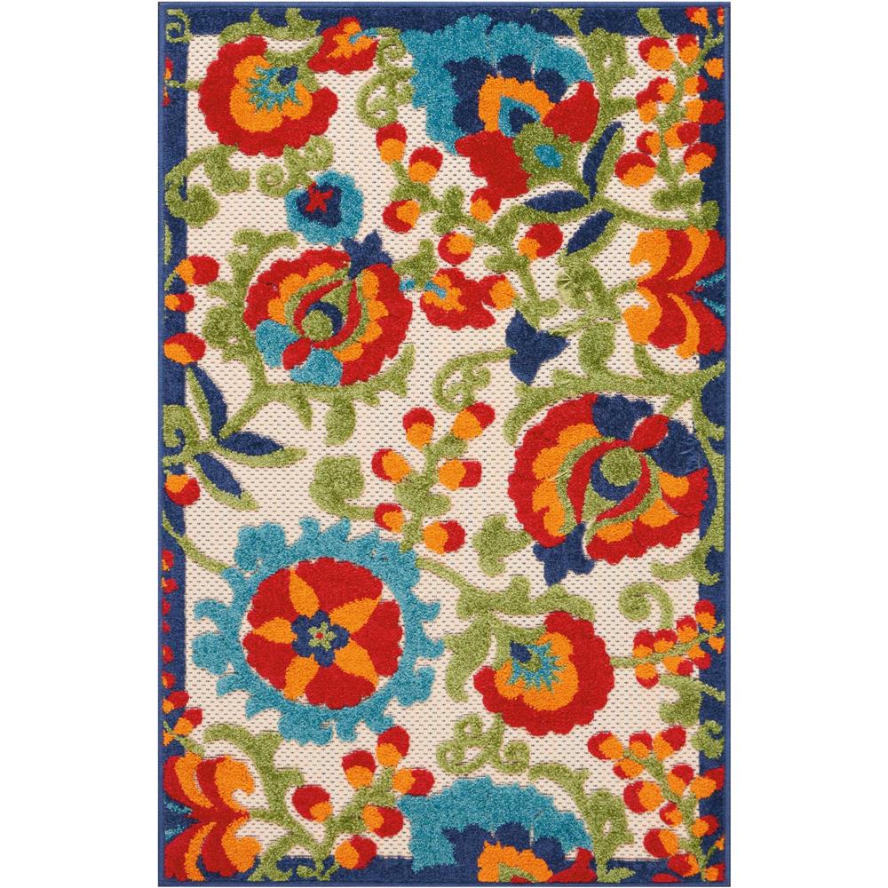 Nourison ALH17 Aloha 2 Ft.8 In. x 4 Ft. Indoor/Outdoor Rectangle Rug in  Multicolor