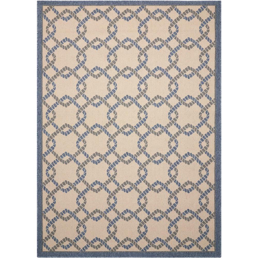 Nourison CRB16 Caribbean 7 Ft. 10 In.  X 10 Ft. 6 In. Indoor/Outdoor Rectangle Rug in Red,Ivory/Blue,Ivory Blue