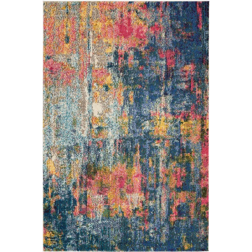 Nourison CES09 Celestial 3 Ft.11 In. x 5 Ft.11 In. Indoor/Outdoor Rectangle Rug in  Blue/Yellow